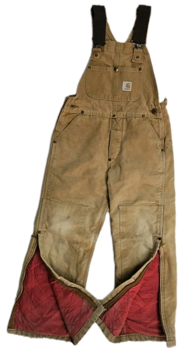 Vintage Carhartt Bib Overalls Boys Medium Quilt Lined Canvas Duck Double Knee