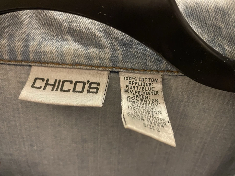 Beautiful Chico’s Size 2 Embroidered And Decorated Denim Jacket - Image 2 of 4
