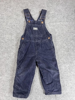 OshKosh B gosh Corduroy Overalls Plaid Lined Navy 2T