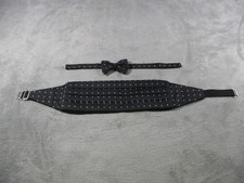 Tommy Hilfiger Cummerbund Bow Tie Set Mens One Size Black Silk Star Made USA