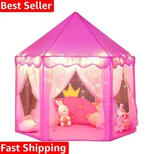 Durable Princess Castle Play Tent - Kids Indoor Outdoor Fortress with Lights
