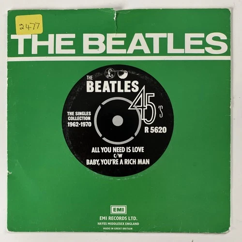 The Beatles All You Need Is Love  1976 / Baby Rich Reissue 7" Vinyl Single 45RPM