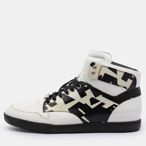Baskets montantes Dior en cuir imprimé blanc/noir pointure 41,5