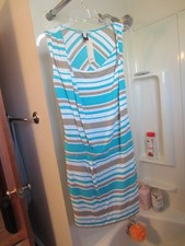 NWT women's sleeveless lined dress MNG by Mango Size S white/tan/teal colors