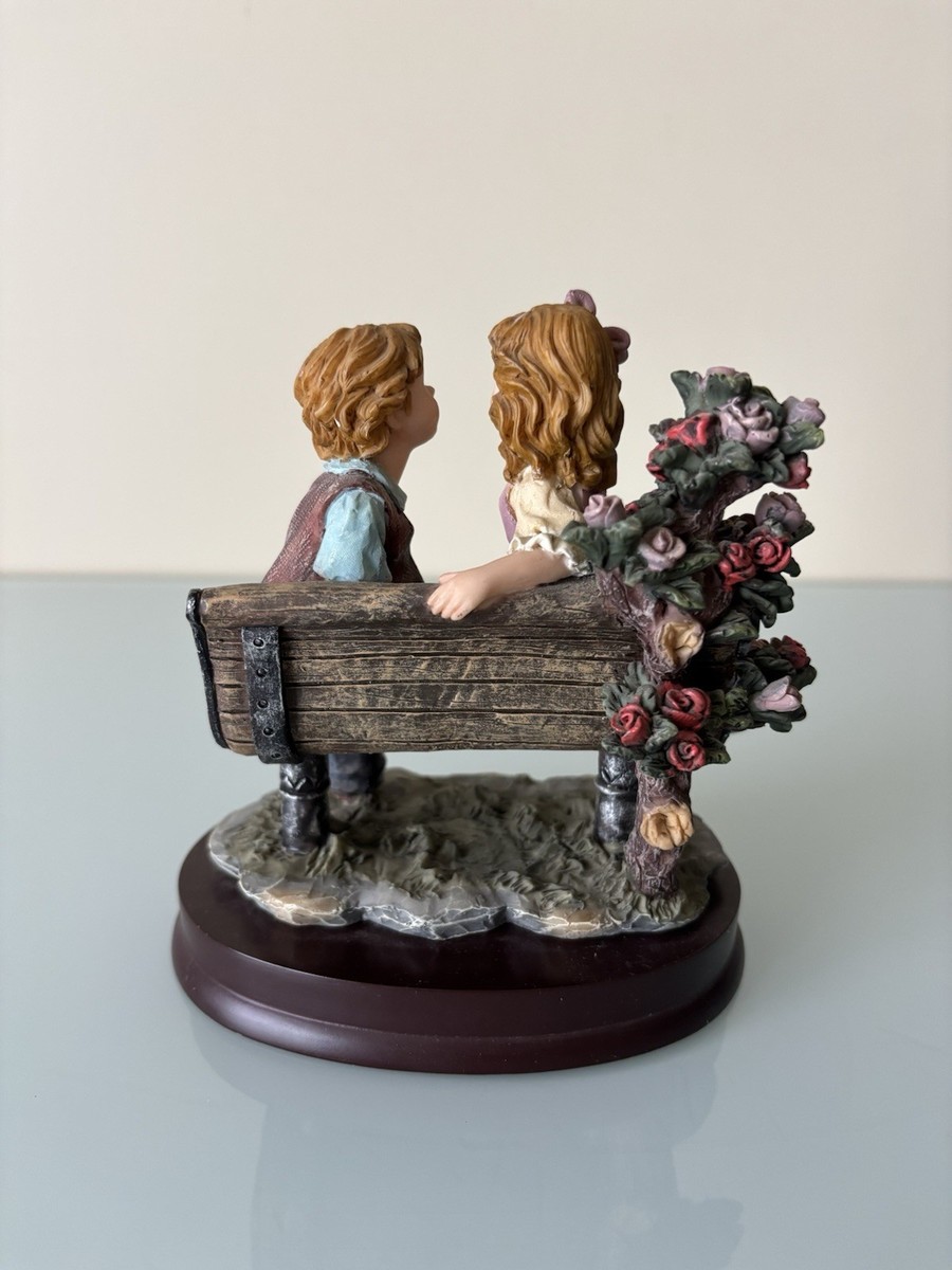 Vintage Montefiori Collection Boy And Girl On Bench Figurine Italy