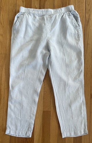 Nicole Miller New York Womens Pale Blue 100% Linen Pants Flap Pockets