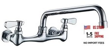 Commercial Kitchen Faucet Wall Mount with Swivel Spout 8" Center Sink 2 8 Inch