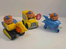 Blippi Blue Plane Excavator Yellow School Bus Vehicle Lot Of 3 Action Figure