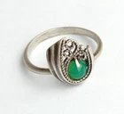 Vintage Ring chrysoprase stone Sterling Silver 875 star USSR time Jewelry size 8