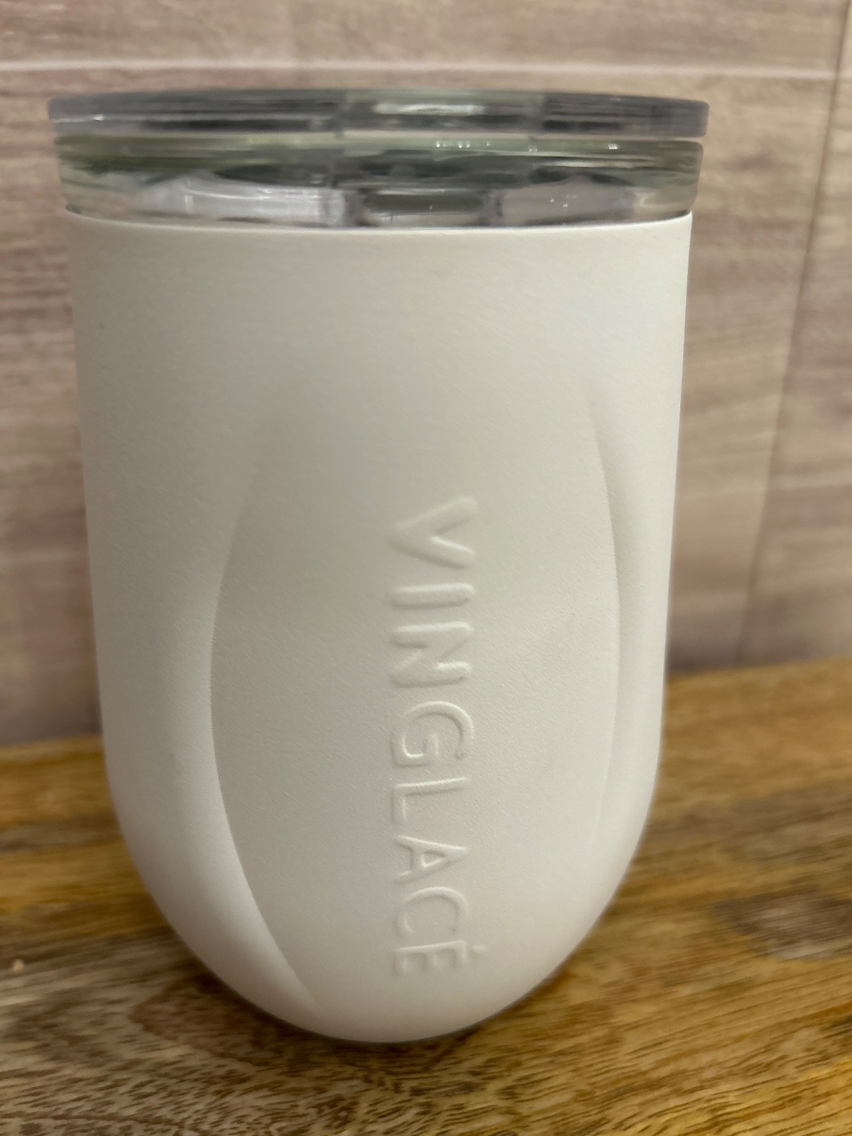 Vinglace White Glass Insert Insulated  Stemless Wine Tumbler -  Lid 10 oz