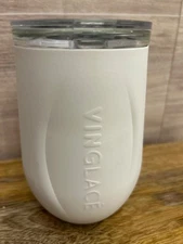 Vinglace White Glass Insert Insulated  Stemless Wine Tumbler -  Lid 10 oz