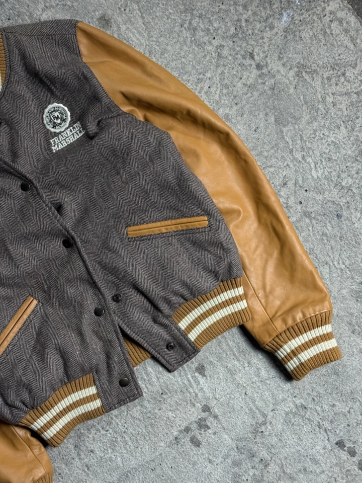 Franklyn & Marshall Giacca College Varsity Vera Pelle Lana Bomber Uomo Taglia L Foto 4 de 4