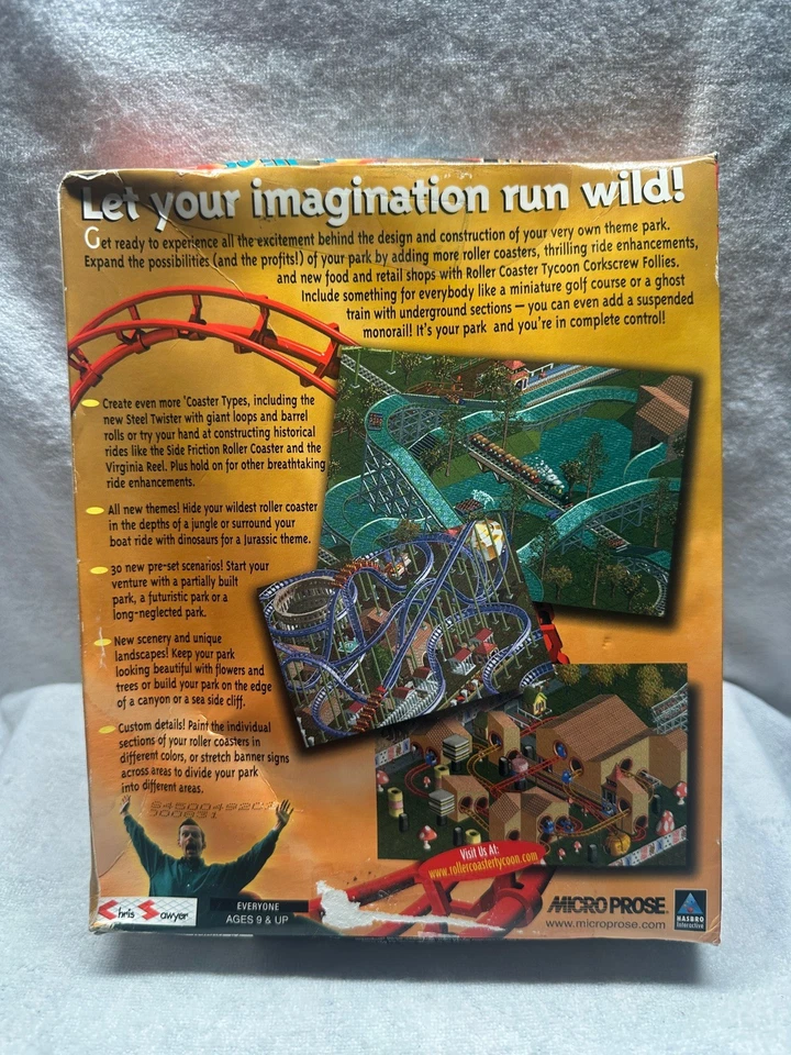 RollerCoaster Tycoon: Corkscrew Follies PC Nuevo Sellado Caja Grande Juego de Computadora Foto 2 de 4