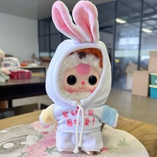 2 pezzi bambole orecchie da coniglio felpa con cappuccio e pantaloni, abiti