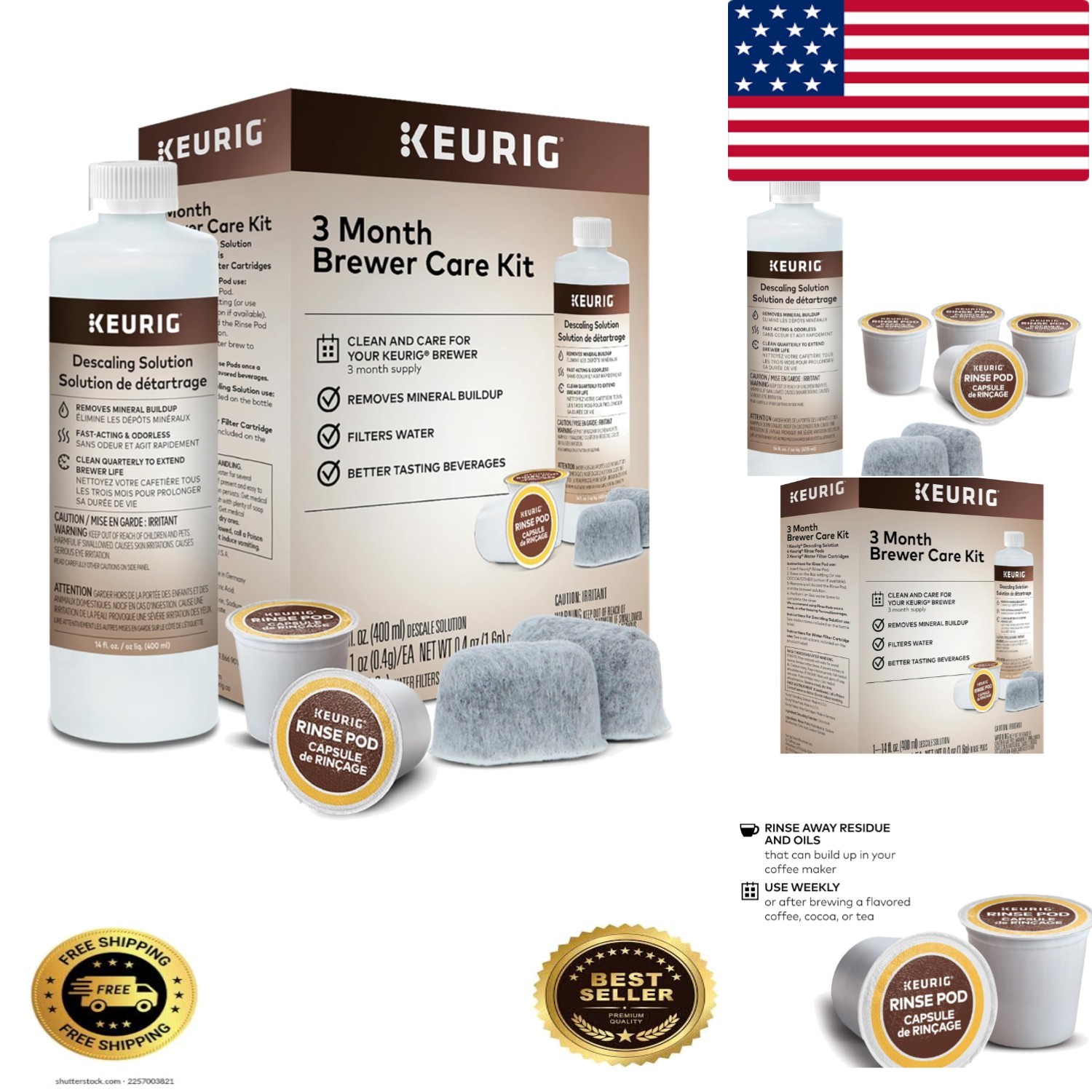 Complete Brewer Maintenance Kit with Descaling Solution & Water Filters, 7 Count