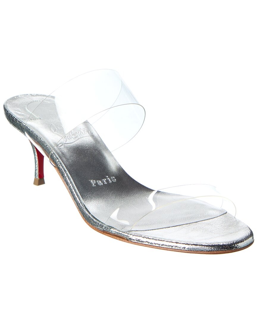 Christian Louboutin Just Nothing 55 Leather - Pvc Sandal Womens Silver 395 136690₽