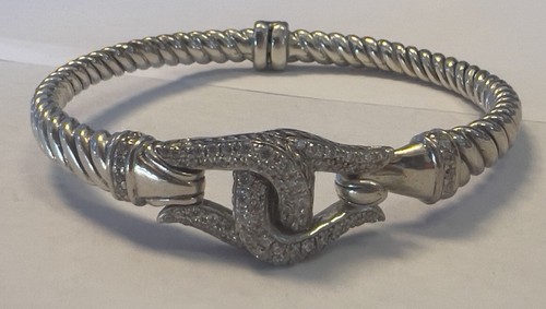 Scott Kay Sterlingsilber 925 Reiter CZ Scharnier Armreif Armband Größe 6 3/4" - Bild 6 von 16