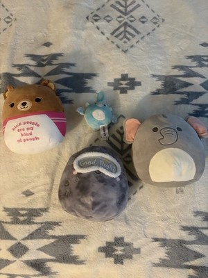 Squishmallows Set of 4 Small Plush Dolls Bear Elephant Moon Mouse Multicolor