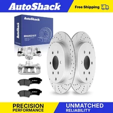 Rear Drilled Slotted Brake Rotor Premium Ceramic Pad Caliper for Pathfinder
