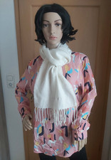 H&M Unisex Strickschal in weiß mit Fransen 180 x 25 cm