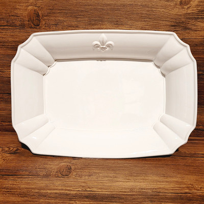 Williams Sonoma Elios Italy Fleur de Lis Rectangular Serving Bowl 16'' NEW