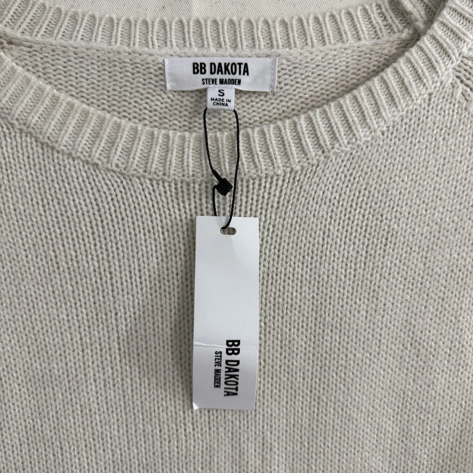 NUEVO CON ETIQUETAS BB Dakota Suéter Mini Vestido Para Mujer Pequeño Marfil Tejido con Cable Venta al por menor $99 Foto 3 de 4
