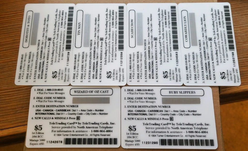 1994 Wizard Of Oz Set Of 6 New Collectible Phone Cards - Image 4 of 4