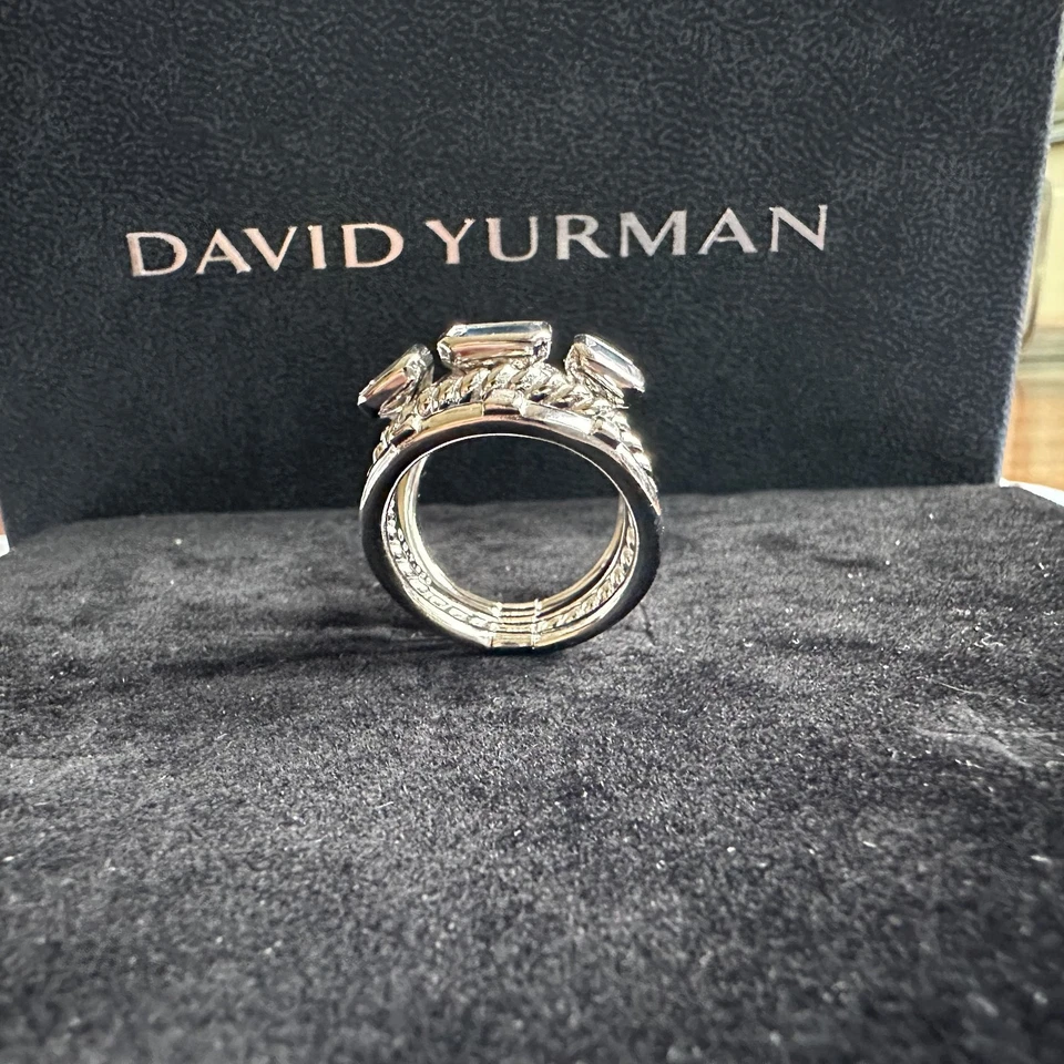 David Yurman Sterling Blue Topaz Five Row Metro Cable Ring Size 7 - Image 2 of 4