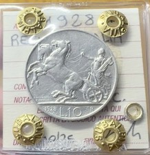 MONETA REGNO D' ITALIA BIGA 10 LIRE 1928 1 ROSETTA NC sigillata BB/SPL SUBALPINA