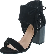 Top Moda Troy-1 Women's Lace Up Side Tassel Fringe Stacked Chunky Heel Sandal