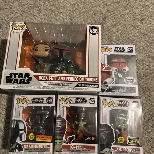 Star Wars Funko Pop Figure Lot Mandalorian Boba Fett!!!!