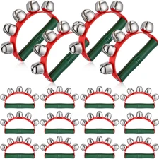 6 Pcs Christmas Hand Jingle Bells Red and Green Sleigh Early... 