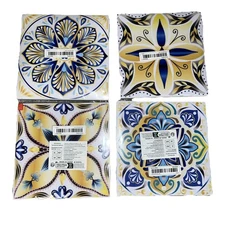 Peel N Stick Wall Tiles 4 Pkg 96 Tiles Spanish Italian Style Blue Yellow 8”x 8”