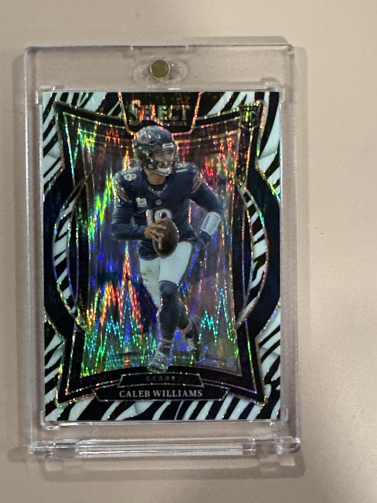 🔥 2024 SELECT CALEB WILLIAMS ZEBRA SHOCK CASE HIT ROOKIE #25 BEARS 🔥 🦓