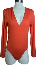 H M Orange Longsleeve Bodysuit Size Medium Women's
