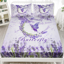 Ailonen Butterfly Twin Xl Size Sheets For Girls Women Blossoming Lavender