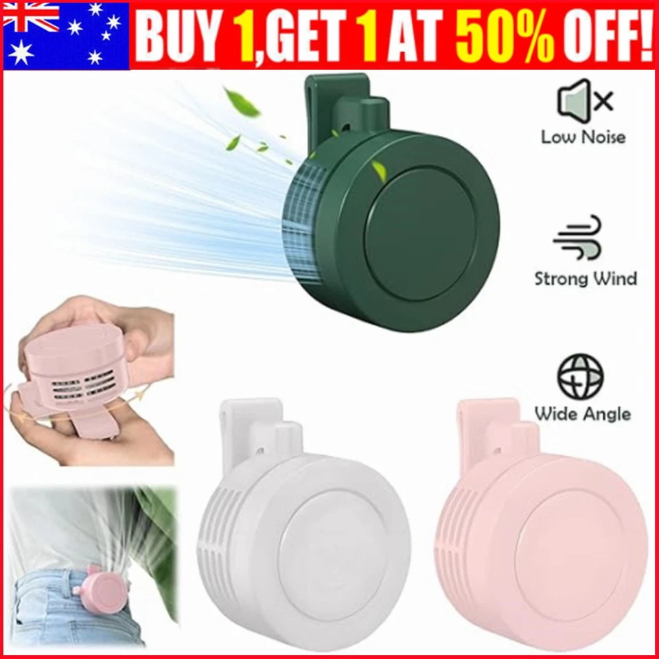 Portable Silent Mini Bladeless Electric Fan, adjustable 3-speed Clip On Neck