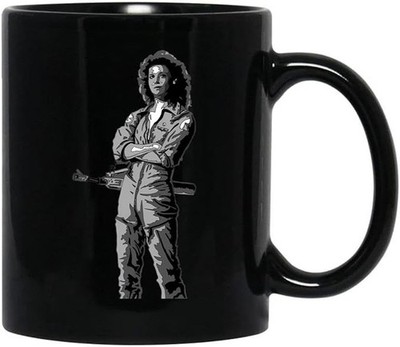 Ellen Ripley Black Coffee Mug   Sci-Fi Movie Gift Ceramic Cup