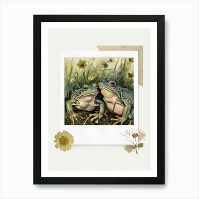 Scrapbook Frösche Fairycore Gemälde gerahmt Wandbild Poster Leinwanddruck Bild