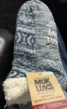 Muk Luks Slipper Socks Women's Shortie Cabin Sock - Blue/White Size S/M 5-7 NEW