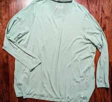 Smartwool 100% Merino Wool Womens 4X Baselayer Top - Green Long-Sleeve