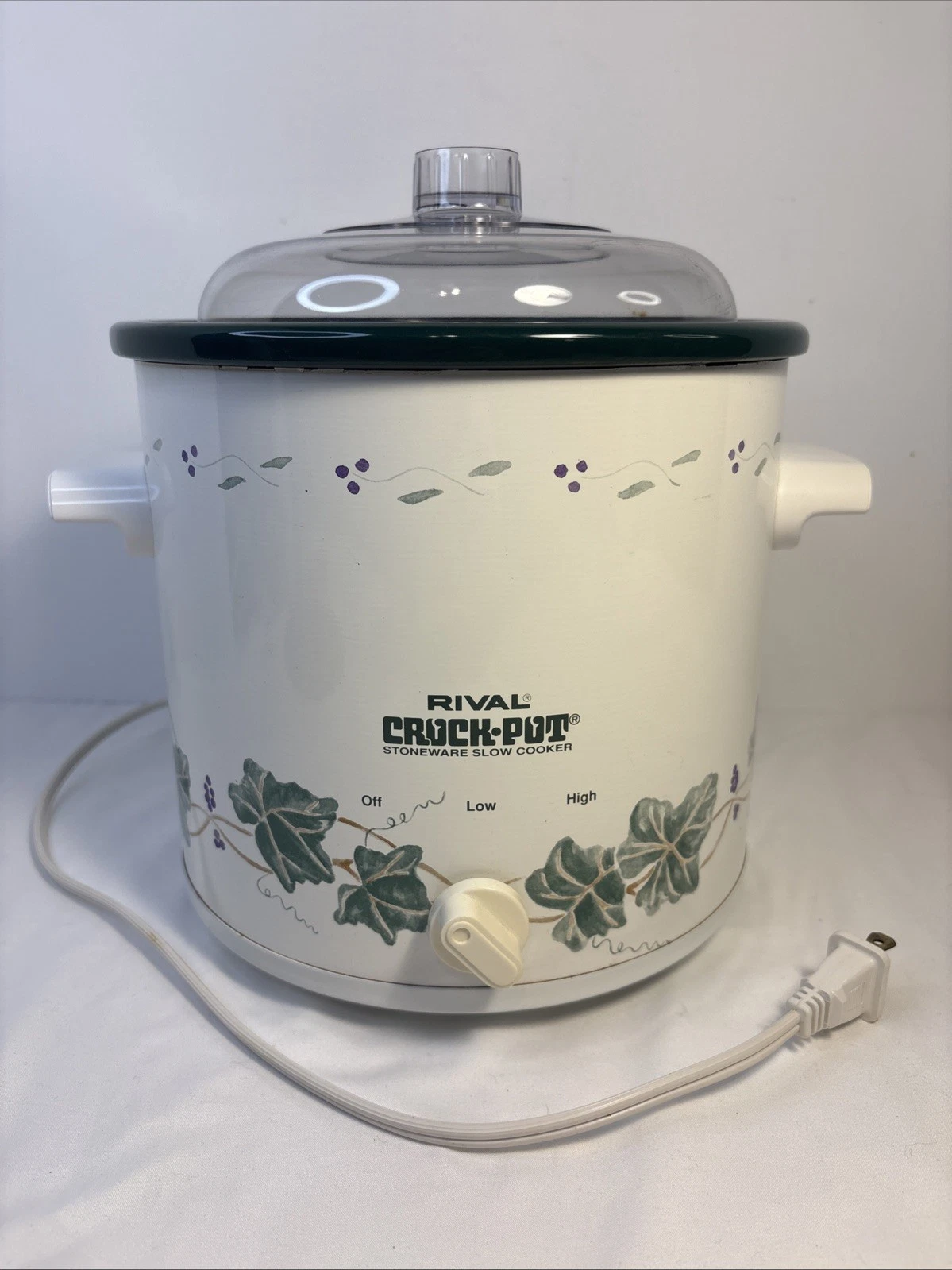 Rival 3100 3 1/2 Qt. Stoneware Slow Cooker Crock Pot Ivy Grape Hunter Green EUC