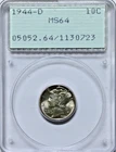 1944-D 10C Mercury Dime PCGS MS64 OGH Bright Lustrous Original Coin Wow 5052