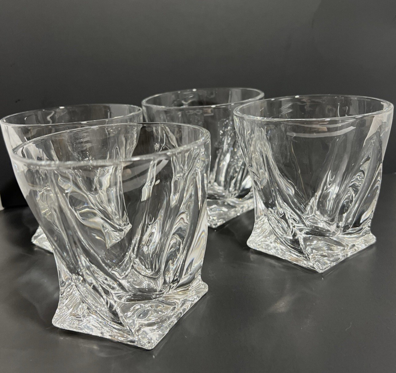 Mikasa Motion Crystal Whiskey Lowball Glasses Double Old Fashion Set Of 4