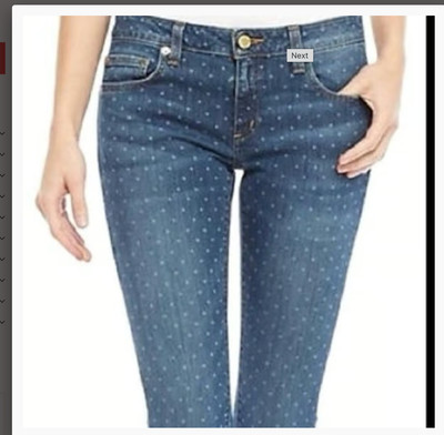 Michael Kors 8 Womens ANKLE jeans stretch DENIM PANTS 8 Izzy Skinny POLKA DOT