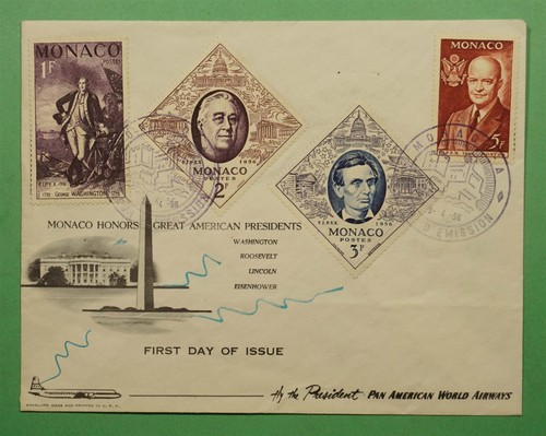 DR WHO 1956 MONACO FDC AMERICAN PRESIDENTS w3360