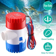 Bilge Pump For Boats 12V 1100GPH Submersible Marine Boat Bilge Non-Automatic ...