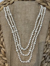 Vintage Fresh Water Baroque Pearl Extra Long Single Strand Necklace 70in Beach
