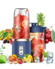 1 pc 400 ml wireless portable USB blender – dual‑cup mini mixer for drinks - NEW