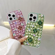 Diamond Flower Case For iPhone Samsung Flash Glitter Phone Cover Hot Women Girls